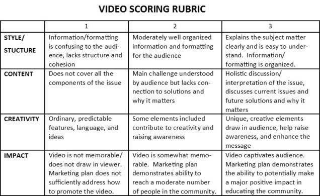 Video Scoring Rubric – Dream in Green